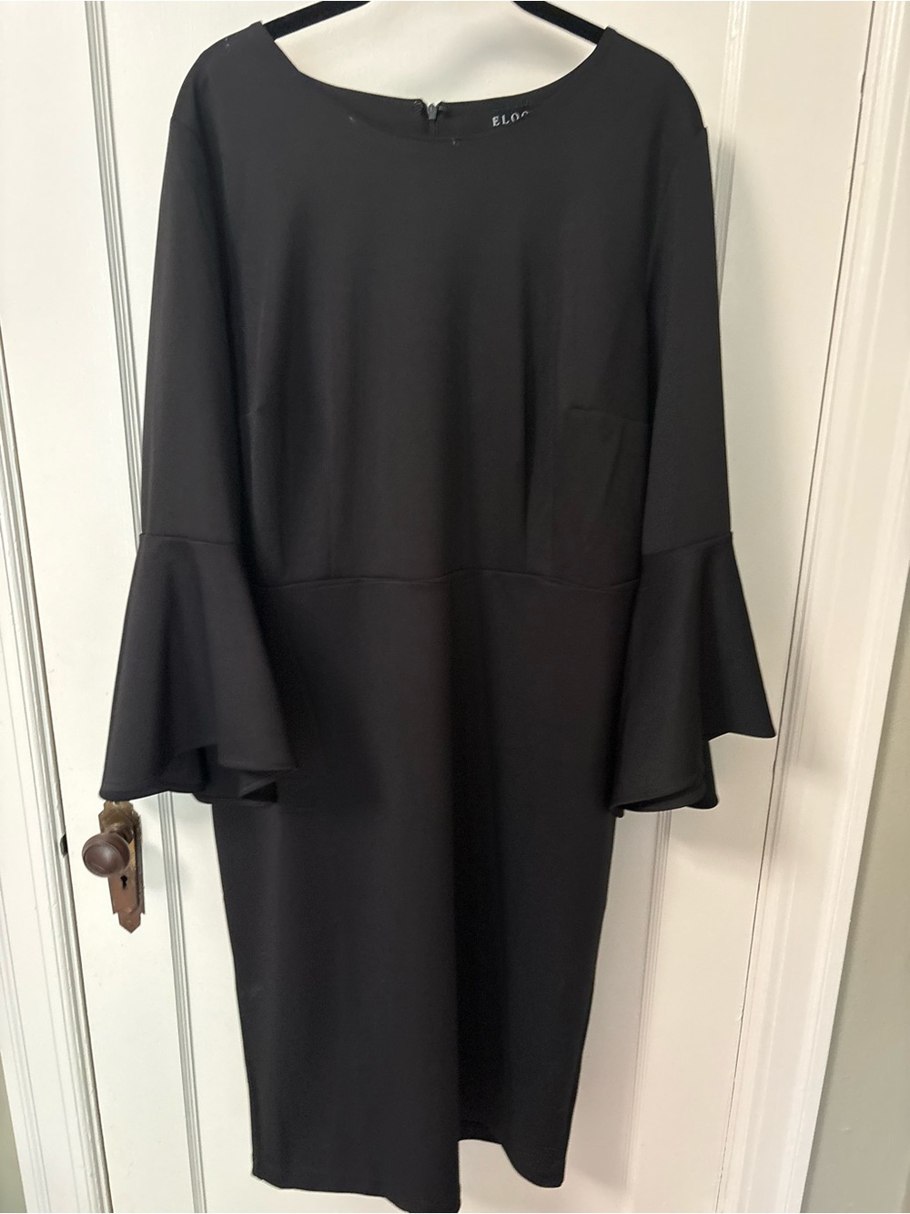 Eloquii Black Midi Dress with Bell Sleeves